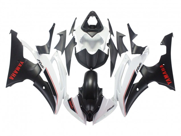Yamaha YZF 600 R6 Motorrad Verkleidung 2008-2016 - Weiss Matt Schwarz Rot Aufkleber
