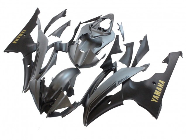 Yamaha YZF 600 R6 Motorrad Verkleidung 2008-2016 - Grau Matt Schwarz Gold Aufkleber