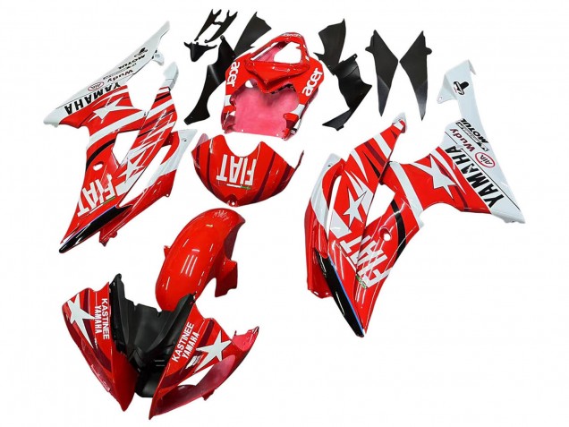 Yamaha YZF 600 R6 Motorrad Verkleidung 2008-2016 - Weiss Rot Schwarz Fiat Acer