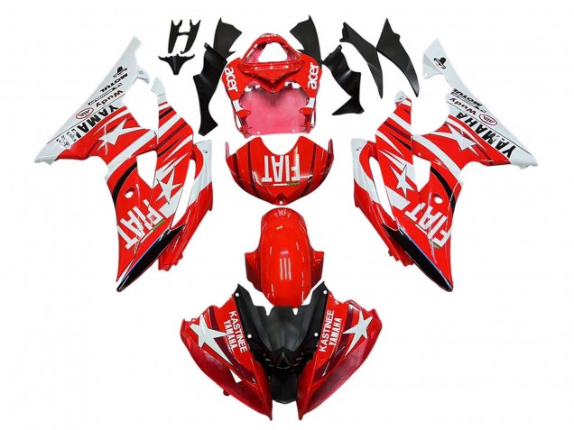 Yamaha YZF 600 R6 Motorrad Verkleidung 2008-2016 - Weiss Rot Schwarz Fiat Acer