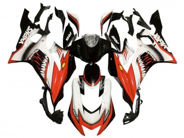 Yamaha YZF 600 R6 Motorrad Verkleidung 2017-2023 - Weiss Rot Schwarz Hai