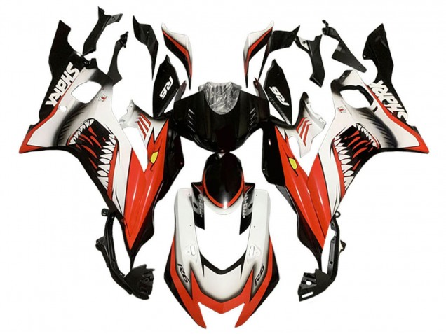 Yamaha YZF 600 R6 Motorrad Verkleidung 2017-2023 - Weiss Rot Schwarz Hai