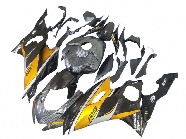 Yamaha YZF 600 R6 Motorrad Verkleidung 2017-2023 - Gold Schwarz Carbonfaser