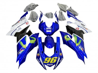 Yamaha YZF 600 R6 Motorrad Verkleidung 2017-2023 - Weiss Blau Schwarz Grun MoviStar Semakin Didepan