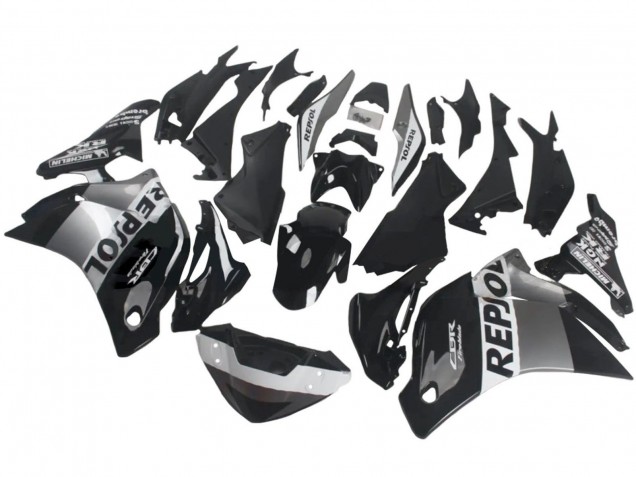Honda CBR250RR Motorrad Verkleidung 2011-2015 - Silber Weiss Glanzendes Schwarz Repsol