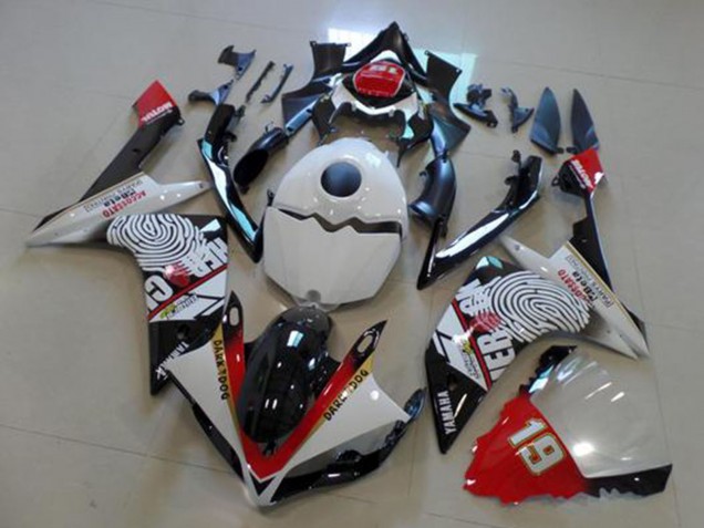 Yamaha YZF R1 Motorrad Verkleidung 2007-2008 - Weiss Rot Schwarz Gelb Dunkel Dog