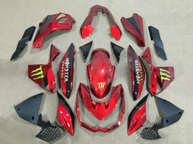Kawasaki Z1000 Motorrad Verkleidung 2010-2013 - Rot Glanzendes Schwarz Grun Monster