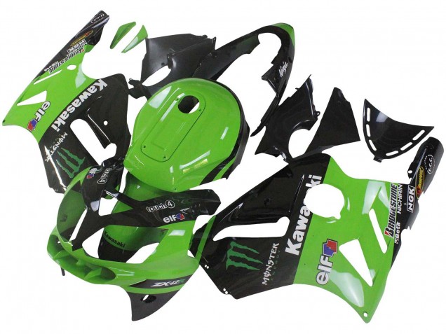 Kawasaki ZX12R Motorrad Verkleidung 2002-2006 - Grun Glanzendes Schwarz Elf Touch4 Monster