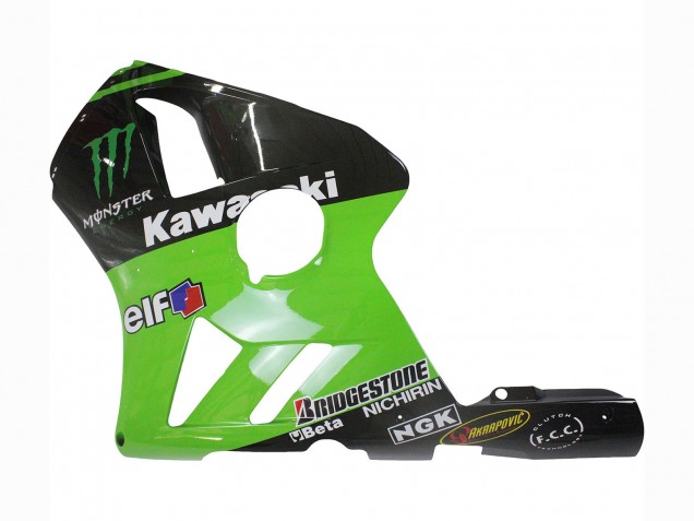 Kawasaki ZX12R Motorrad Verkleidung 2002-2006 - Grun Glanzendes Schwarz Elf Touch4 Monster
