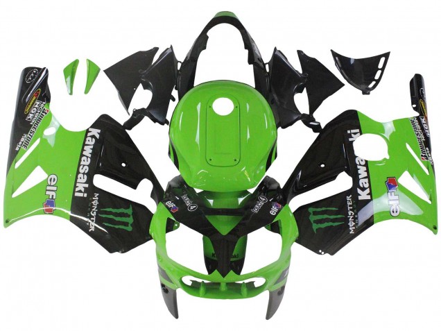 Kawasaki ZX12R Motorrad Verkleidung 2002-2006 - Grun Glanzendes Schwarz Elf Touch4 Monster