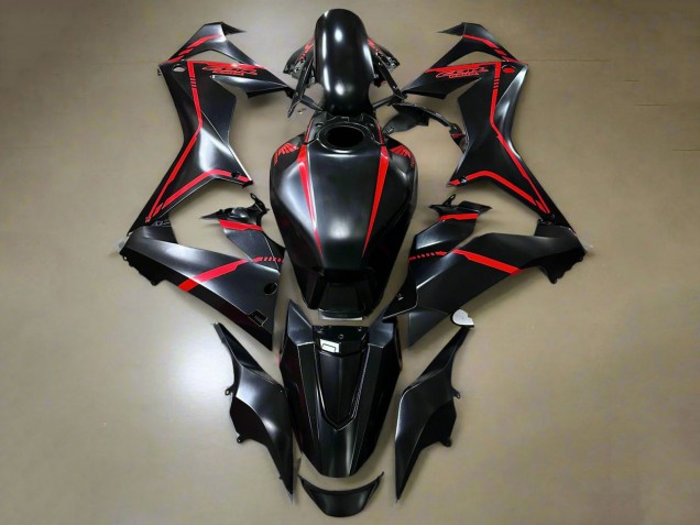 Honda CBR650R Motorrad Verkleidung 2021-2023 - Glanzendes Schwarz Rot Streifen