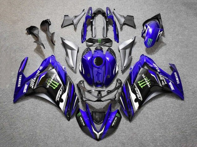Yamaha YZF R3/R25 Motorrad Verkleidung 2015-2018 - Blau Silber Schwarz Monster