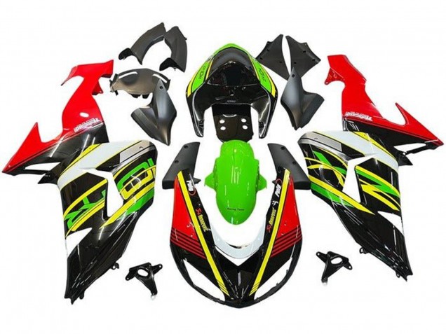 Kawasaki ZX10R Motorrad Verkleidung 2006-2007 - Rot Grun Gelb Schwarz