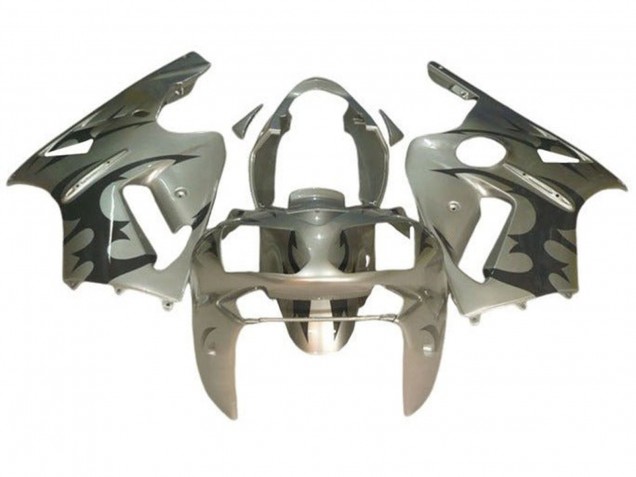 Kawasaki ZX12R Motorrad Verkleidung 2000-2001 - Silber Schwarz Tribal
