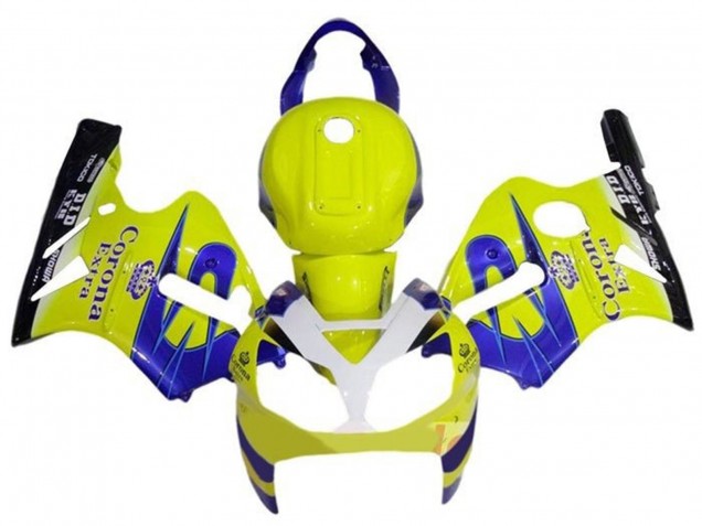 Kawasaki ZX12R Motorrad Verkleidung 2000-2001 - Gelb Weiss Blau Corona Extra