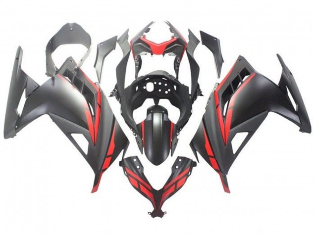 Kawasaki EX300 Motorrad Verkleidung 2013-2024 - Matt Schwarz Rot