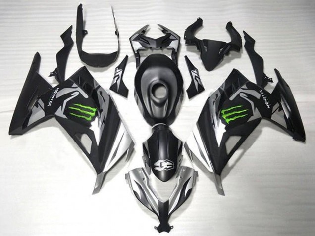 Kawasaki EX300 Motorrad Verkleidung 2013-2017 - Matt Schwarz Silber Grun Monster