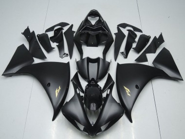 Yamaha YZF R1 Motorrad Verkleidung 2012-2014 - Glanzendes Schwarz Matt Schwarz Gold Aufkleber