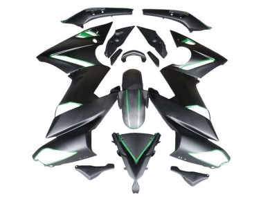 Kawasaki Ninja 650 EX650 Motorrad Verkleidung 2009-2011 - Matt Schwarz Grun Streifen