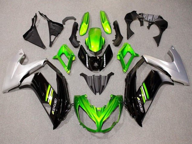 Kawasaki Ninja ER6F Motorrad Verkleidung 2012-2014 - Grun Schwarz Silber