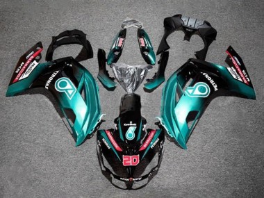 Kawasaki Ninja 650 EX650 Motorrad Verkleidung 2012-2016 - Blau Glanzendes Schwarz Petronas