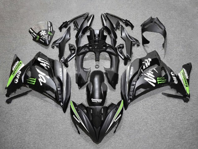 Kawasaki Ninja 650 EX650 Motorrad Verkleidung 2017-2019 - Matt Schwarz Grun Weiss Monster