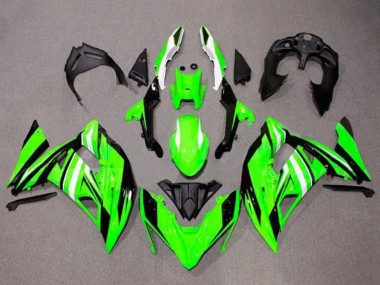 Kawasaki Ninja 650 EX650 Motorrad Verkleidung 2017-2019 - Grun Weiss Schwarz Streifen