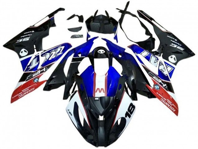 BMW S1000RR Motorrad Verkleidung 2017-2018 - Weiss Blau Rot Matt Schwarz