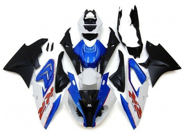 BMW S1000RR Motorrad Verkleidung 2017-2018 - Weiss Blau Matt Schwarz PinStreifen RR