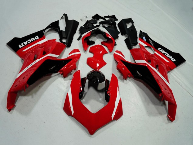 Ducati Panigale V4 V4S Motorrad Verkleidung 2020-2021 - Rot Weiss Glanzendes Schwarz Streifen