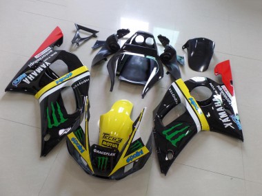 Yamaha YZF R6 Motorrad Verkleidung 1998-2002 - Glanzendes Schwarz Gelb Rot Grun Motul Monster