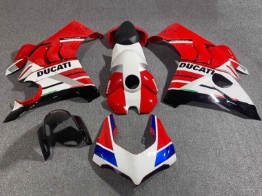 Ducati Panigale V4 V4S Motorrad Verkleidung 2020-2021 - Weiss Rot Blau Glanzendes Schwarz