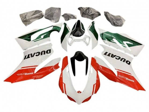 Ducati Panigale 899 Motorrad Verkleidung 2011-2014 - Weiss Grun Rot Streifen