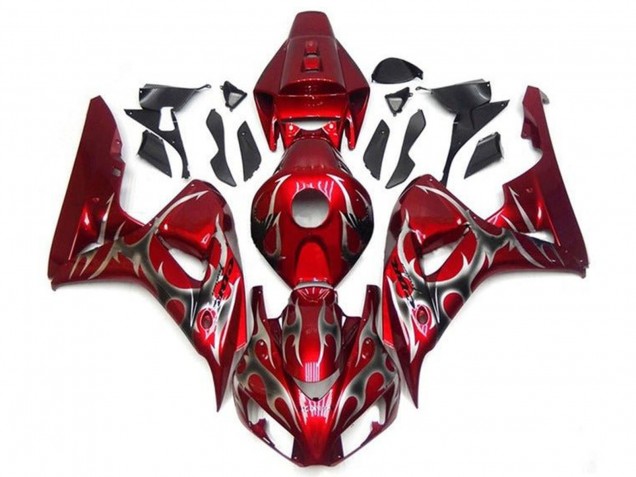 Honda CBR1000RR Motorrad Verkleidung 2006-2007 - Rot Silber Tribal