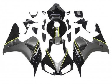 Honda CBR1000RR Motorrad Verkleidung 2006-2007 - Grau Glanzendes Schwarz Gelb Streifen