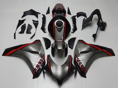 Honda CBR1000RR Motorrad Verkleidung 2008-2011 - Grau Rot Glanzendes Schwarz Streifen