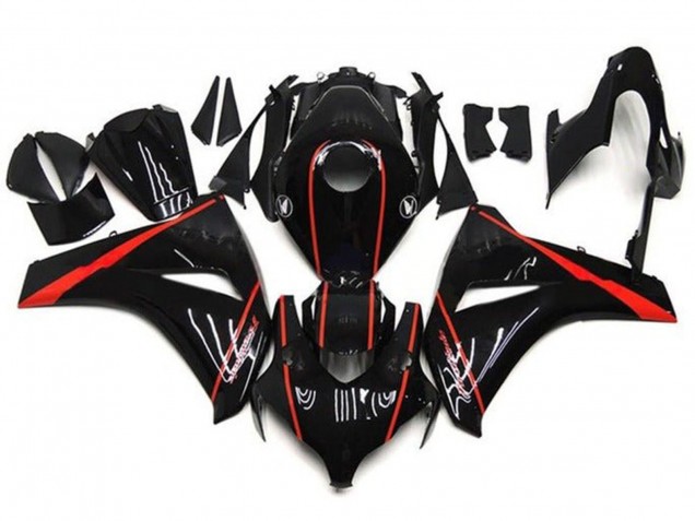 Honda CBR1000RR Motorrad Verkleidung 2008-2011 - Glanzendes Schwarz Rot Streifen
