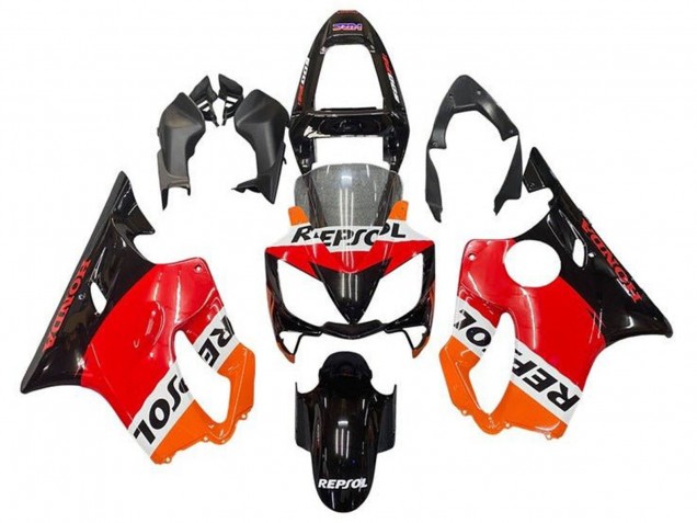 Honda CBR600 F4i Motorrad Verkleidung 2001-2003 - Orange Weiss Rot Glanzendes Schwarz Repsol
