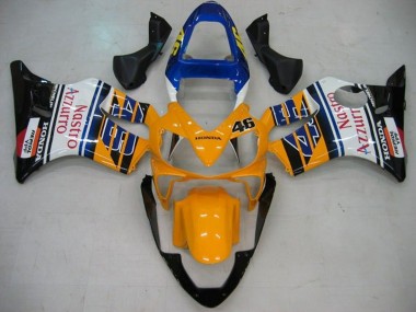 Honda CBR600 F4i Motorrad Verkleidung 2001-2003 - Gelb Weiss Blau Glanzendes Schwarz Nastro Azzurro