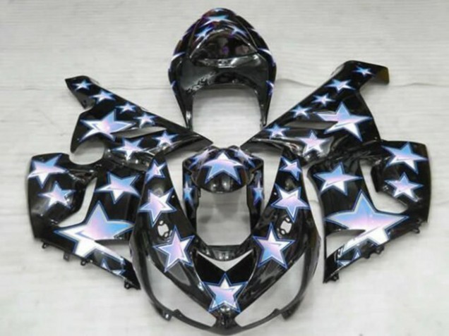 Kawasaki ZX6R Motorrad Verkleidung 2005-2006 - Schwarz Blau Weiss Stern