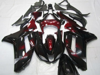 Kawasaki ZX6R Motorrad Verkleidung 2007-2008 - Schwarz Dunkel rot