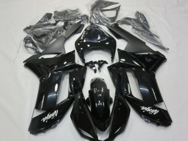 Kawasaki ZX6R Motorrad Verkleidung 2007-2008 - Glanzendes Schwarz Matt Schwarz Weiss Aufkleber
