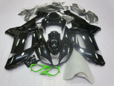 Kawasaki ZX6R Motorrad Verkleidung 2007-2008 - Glanzendes Schwarz Neon Grun