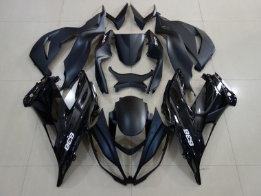 Kawasaki ZX6R Motorrad Verkleidung 2007-2008 - Matt Schwarz Glanzendes Schwarz Weiss