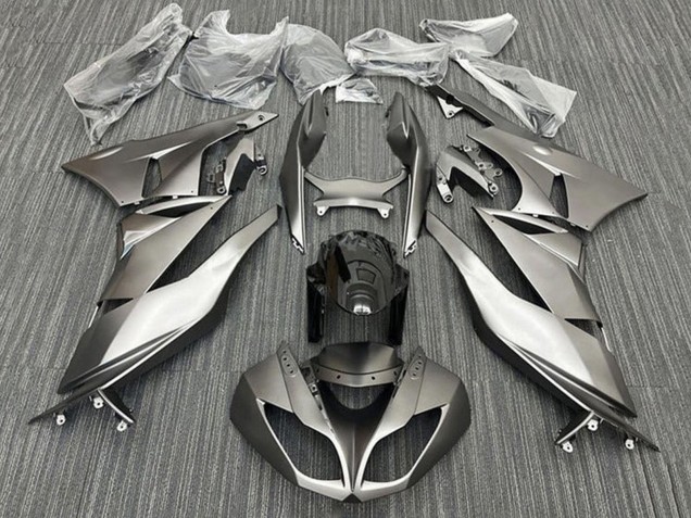 Kawasaki ZX6R Motorrad Verkleidung 2009-2012 - Matt Silber Schwarz