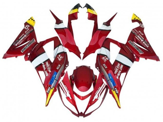 Kawasaki ZX6R Motorrad Verkleidung 2013-2018 - Rot Gelb Weiss Blau