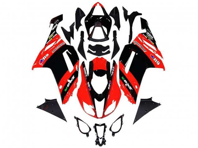 Kawasaki ZX6R Motorrad Verkleidung 2013-2018 - Rot Schwarz Elf