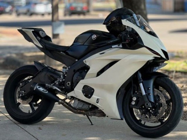 Kawasaki ZX6R Motorrad Verkleidung 2013-2018 - Creme Weiss Matt Schwarz