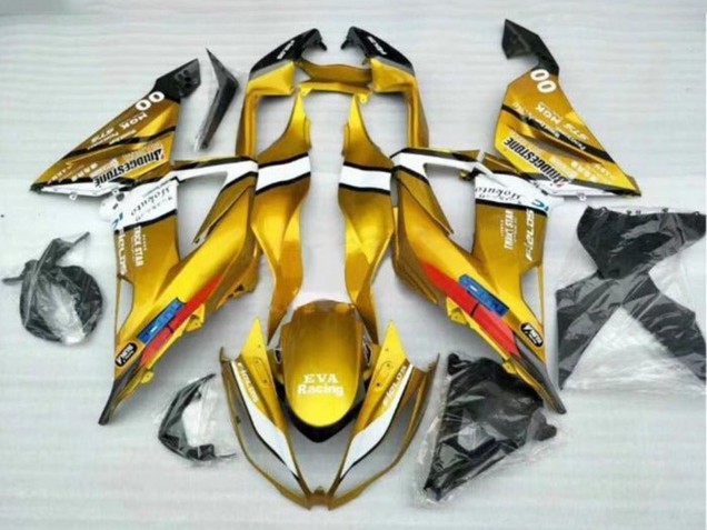 Kawasaki ZX6R Motorrad Verkleidung 2013-2018 - Gold Weiss Schwarz