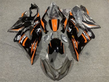 Kawasaki ZX6R Motorrad Verkleidung 2013-2018 - Orange Glanzendes Schwarz